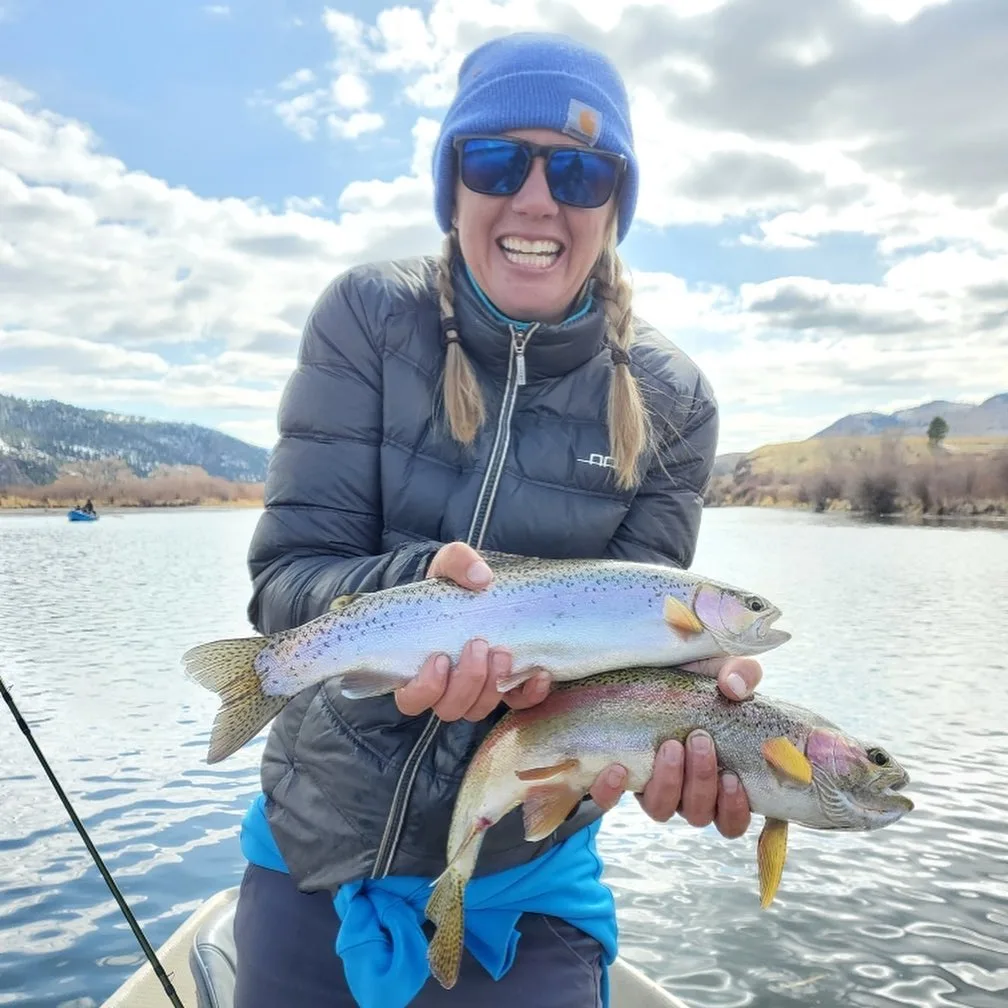 double rainbow trout on Missouri River