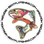 bent fly fishing white circle logo