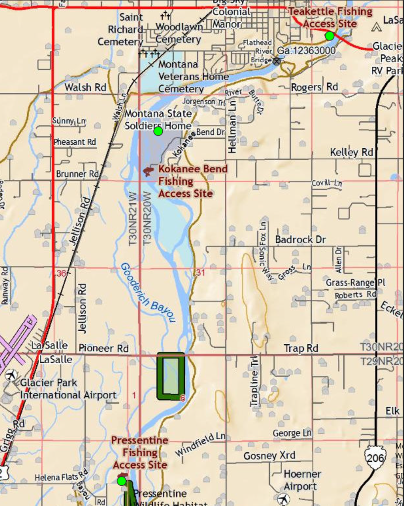 Flathead River Fishing Access Map Kalispell Montana
