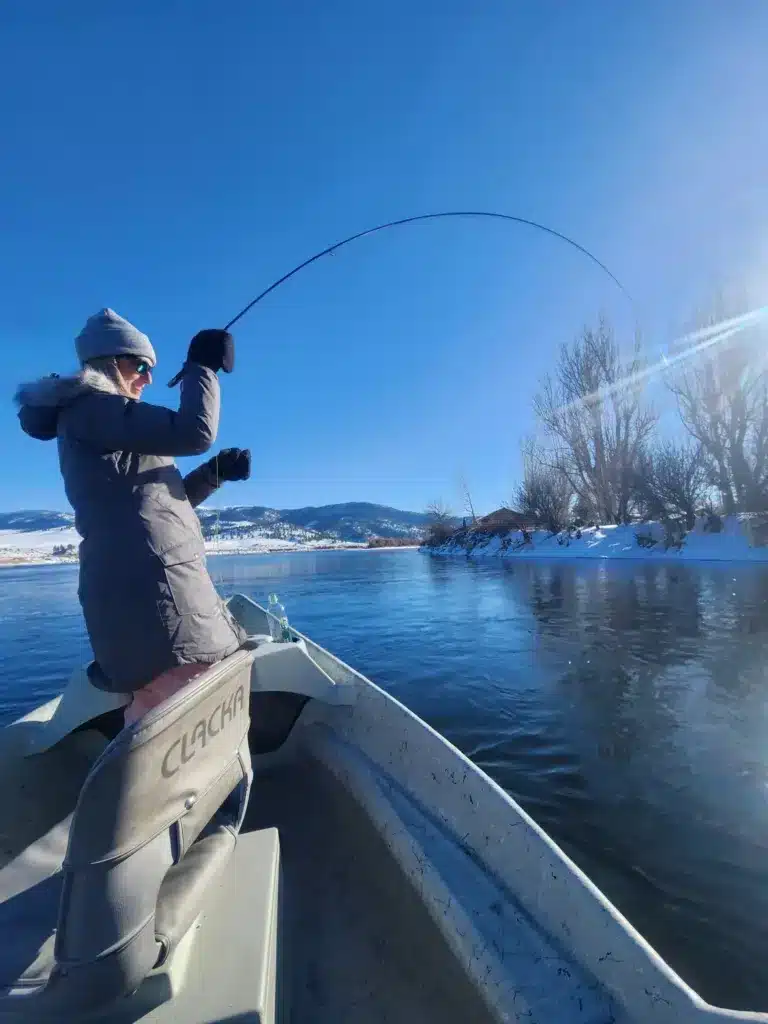 Blue skies and a fish on the line